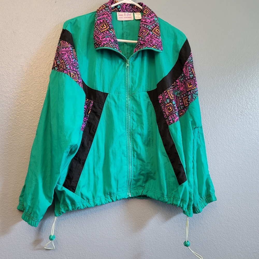 4/$100 Vintage Tracy & Carl Teal Windbreaker